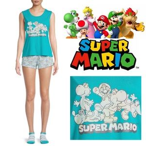 Nintendo Super Mario Brothers 3 piece Women's Pajamas Set Brand New With Tags!
